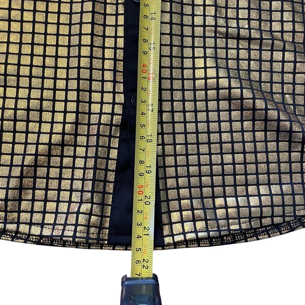 Boys Gold Grid Short-Sleeve Button-Down Shirt with Black Trim size 10 FLASHY 🌟